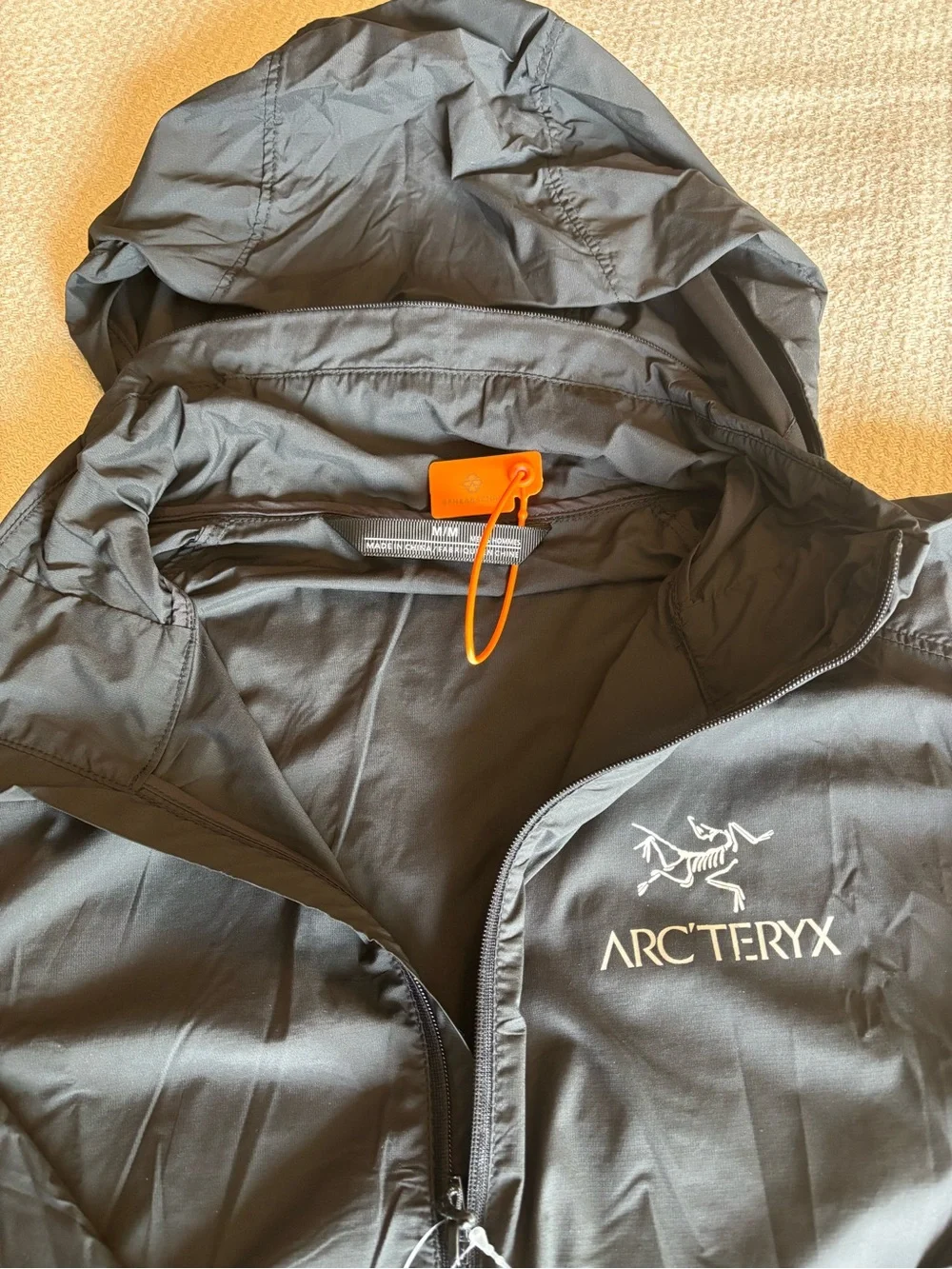 Arc'teryx Black Lightweight Hooded Windbreaker Jacket